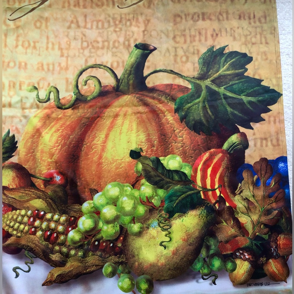 🍂NEW Toland Give Thanks Thanksgiving Artists Bart & Marilyn Wolf Flag - Picture 3 of 6